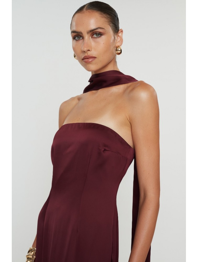 MIX AND MATCH Nepheli Dress Burgundy Μάξι Φόρεμα